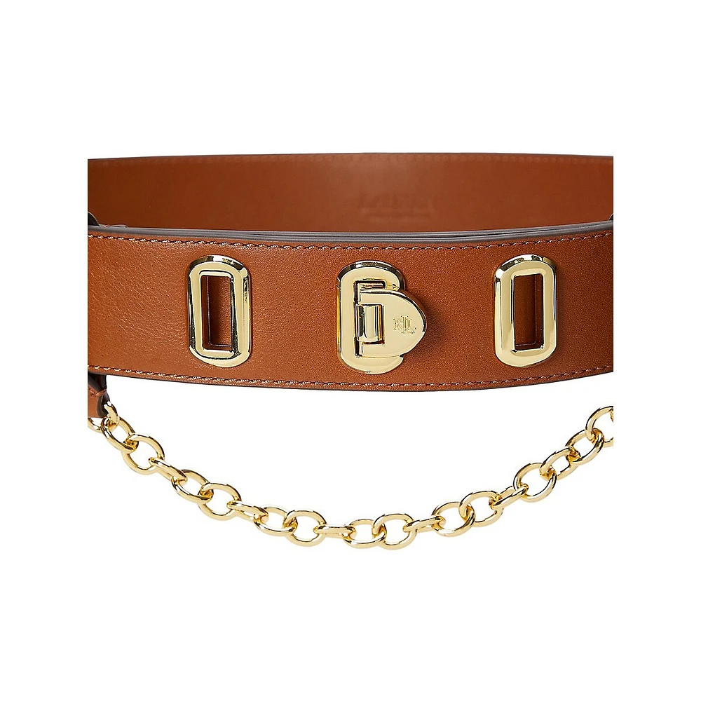 Chain & Flip-Lock Wide Leather Belt