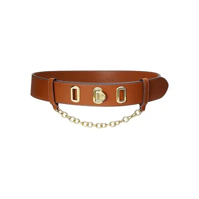 Chain & Flip-Lock Wide Leather Belt