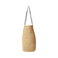 Brie Leather-Trim Large Straw Tote