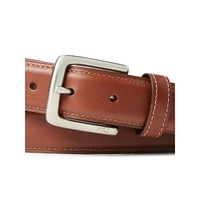 Contrast-Stitch Leather Belt