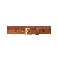 Pebbled Leather Skinny Belt