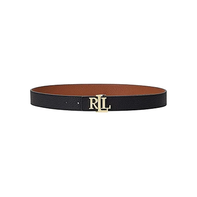 Crescent-Buckle Leather Wide Belt