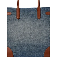 Large Devyn Leather-Trim Denim Tote