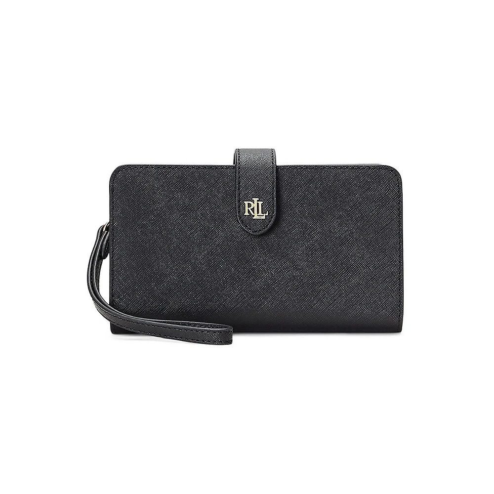 Tech Crosshatch Leather Wristlet