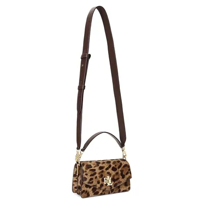Small Tayler Leopard-Print Calf Hair Crossbody Bag