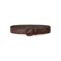 Crescent-Buckle Leather Belt