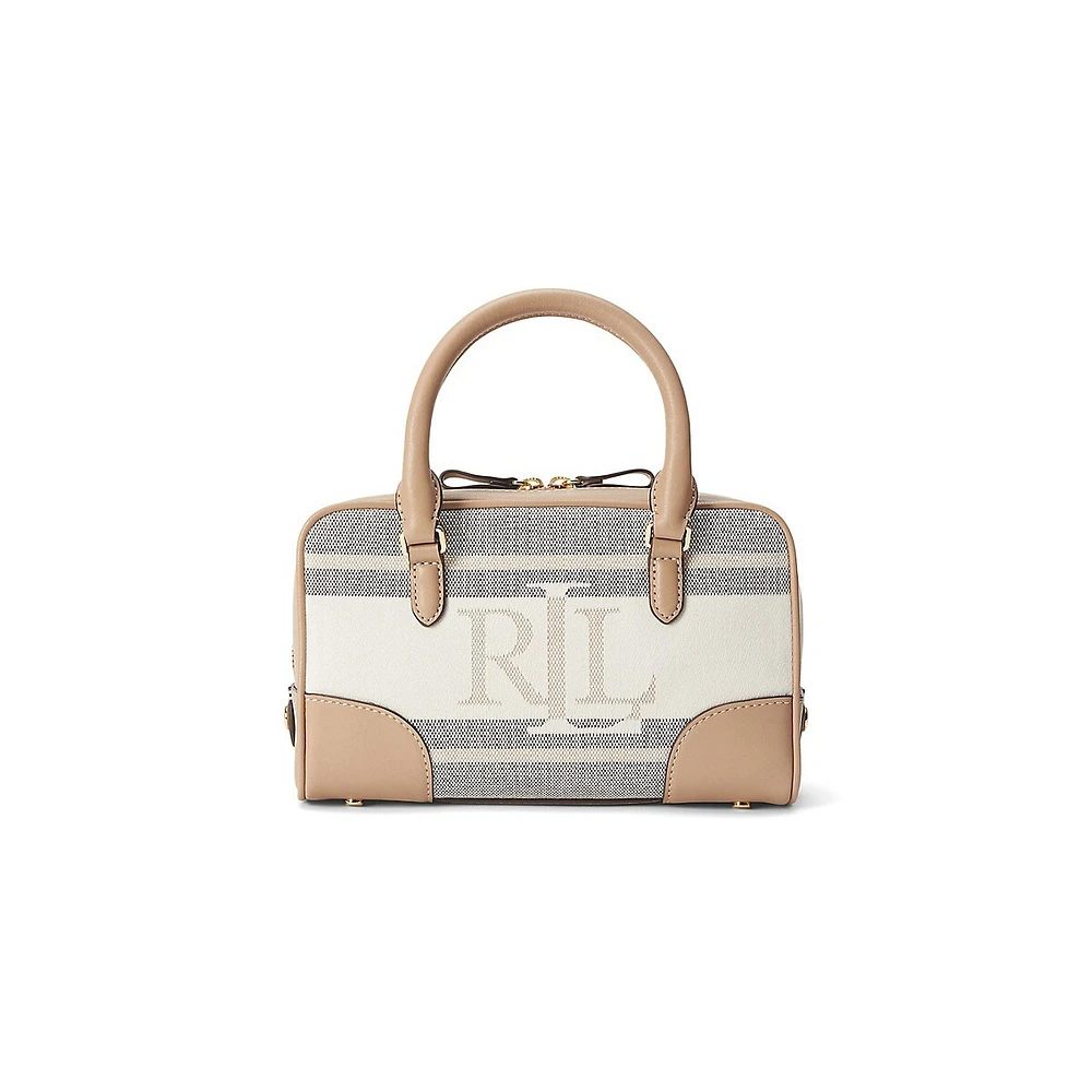 Emerie Mongram Jacquard & Leather Satchel