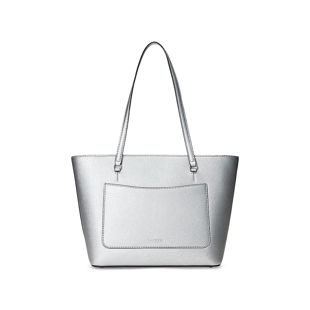 Cabas moyen en cuir métallisé à motif hachuré Karly