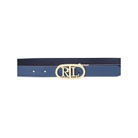 Oval-Logo Reversible Leather Skinny Belt