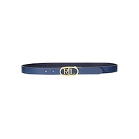 Oval-Logo Reversible Leather Skinny Belt