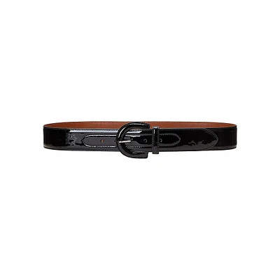 Crescent Buckle Wide Patent Leather Belt