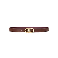 Oval-Logo Reversible Leather Skinny Belt