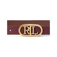 Oval-Logo Reversible Leather Skinny Belt