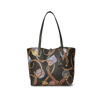 Faux-Leather Print Reversible Tote