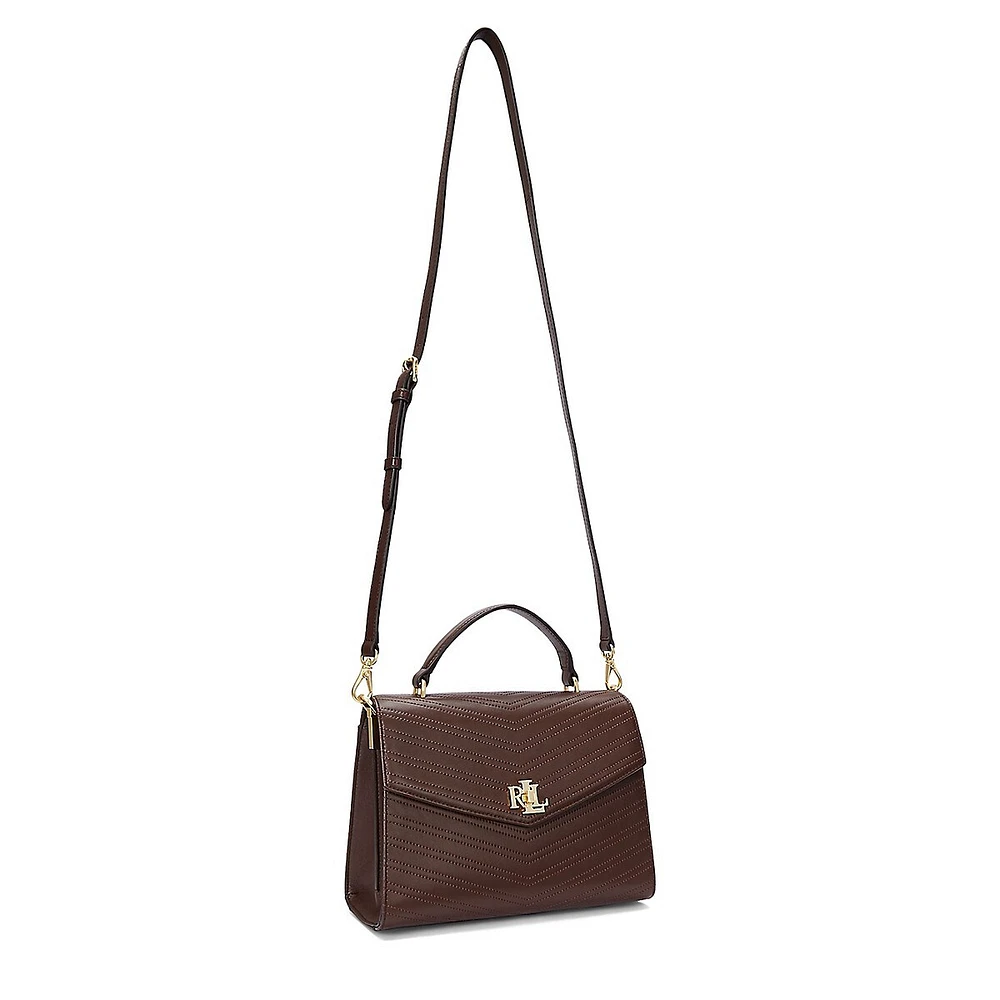 Medium Farrah Stitched Leather Satchel