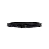 Logo Reversible Crocodile-Embossed Belt