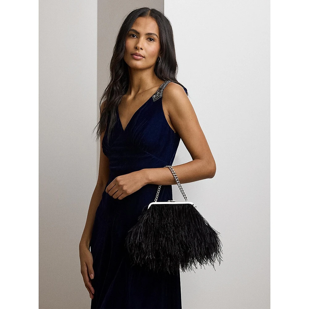 Small Hollie Feather Clutch