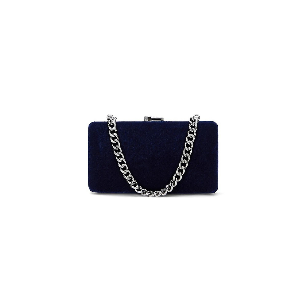 Small Franki Pavé-Logo Velvet Clutch