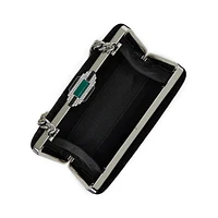 Small Franki Pavé-Deco Clasp Velvet Clutch