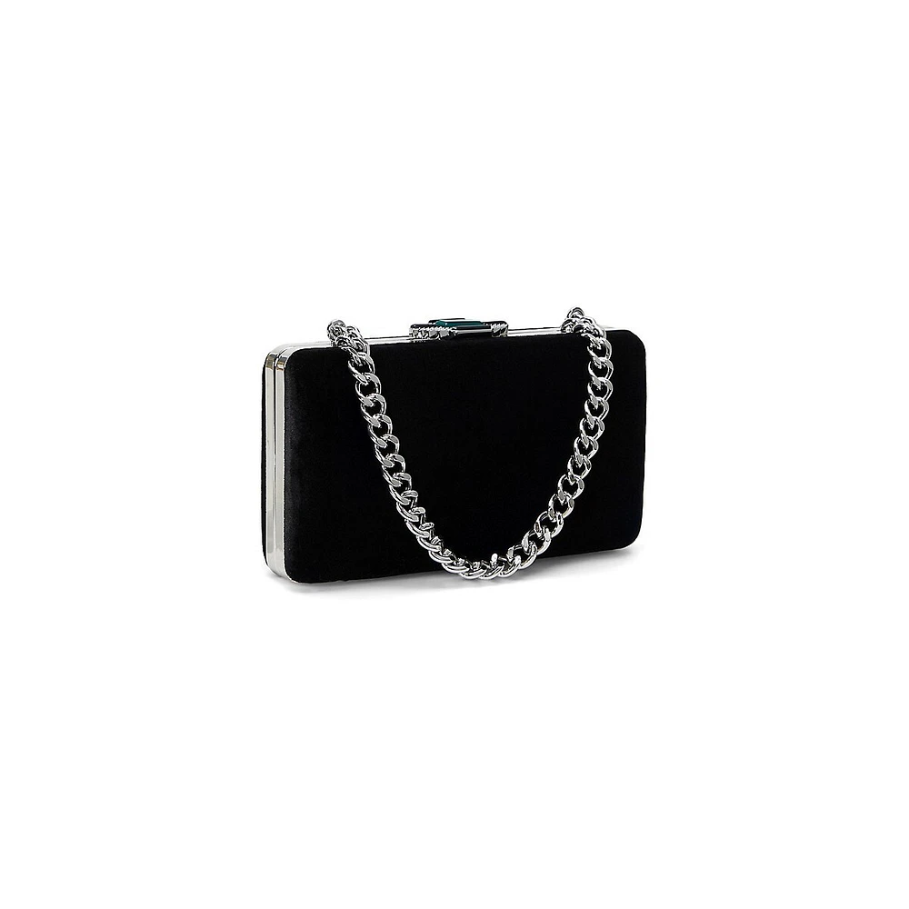 Small Franki Pavé-Deco Clasp Velvet Clutch