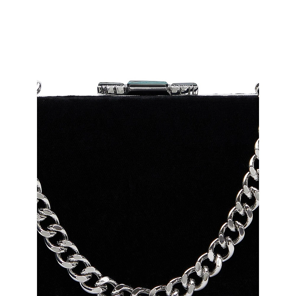 Small Franki Pavé-Deco Clasp Velvet Clutch