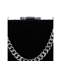 Small Franki Pavé-Deco Clasp Velvet Clutch