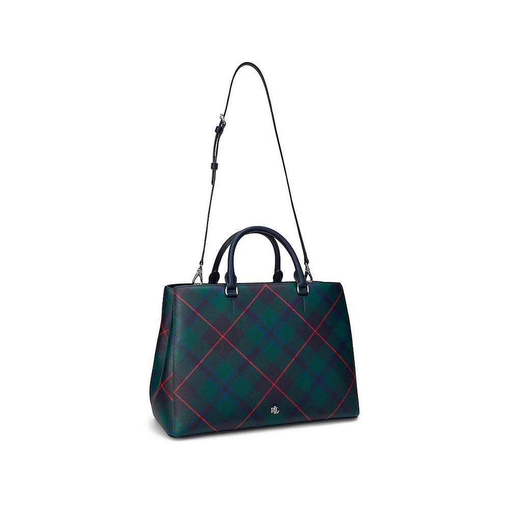 Large Hanna Plaid Leather Satchel