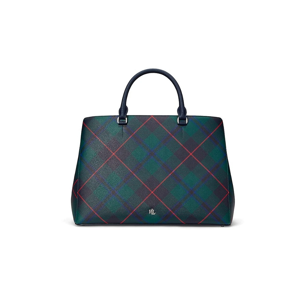 Large Hanna Plaid Leather Satchel