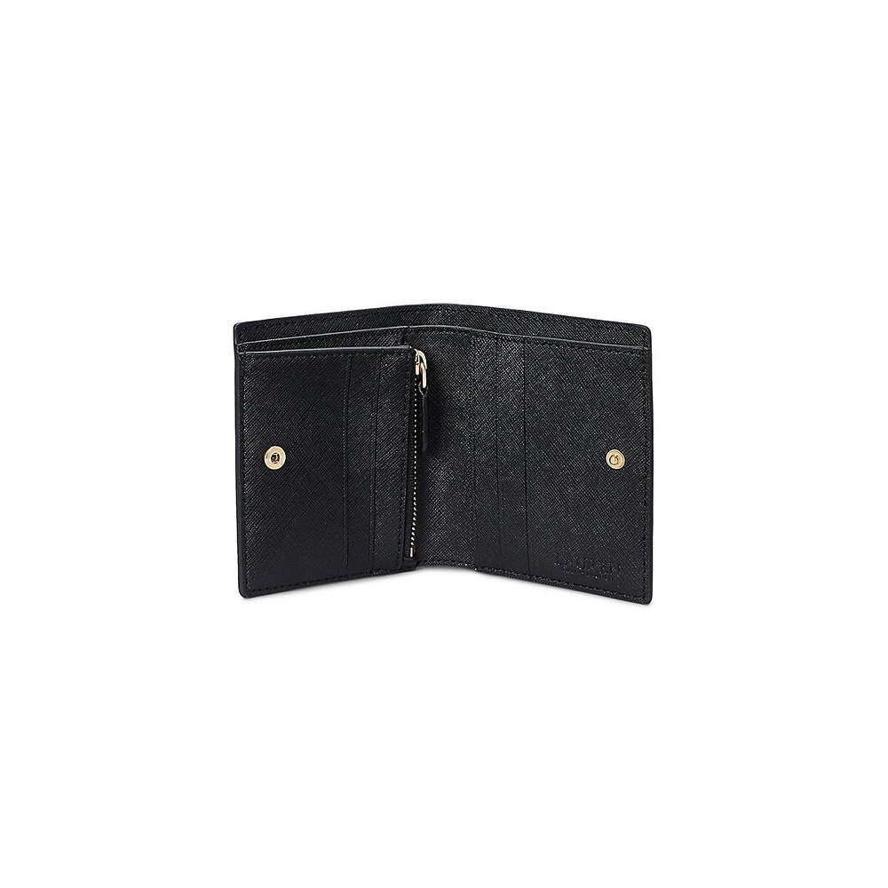 Crosshatch Leather Compact Wallet