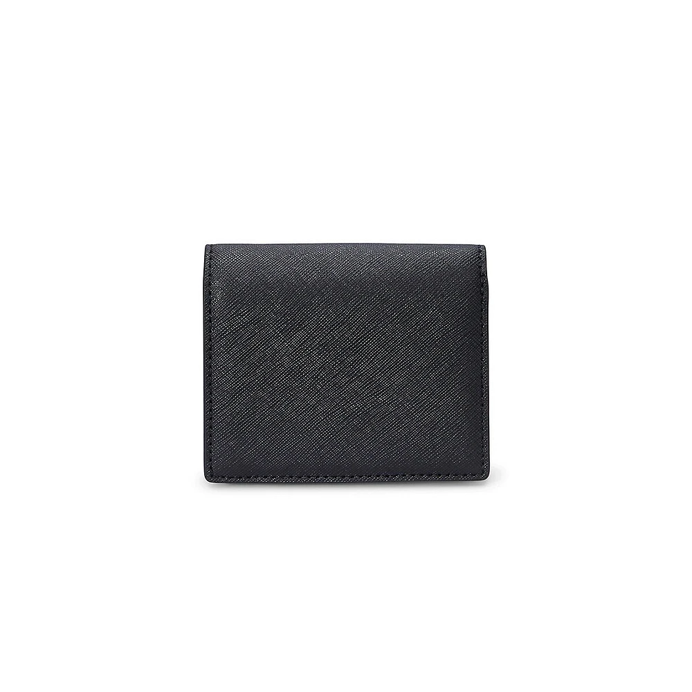 Crosshatch Leather Compact Wallet