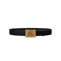 Anchor-Buckle Leather Wide Belt