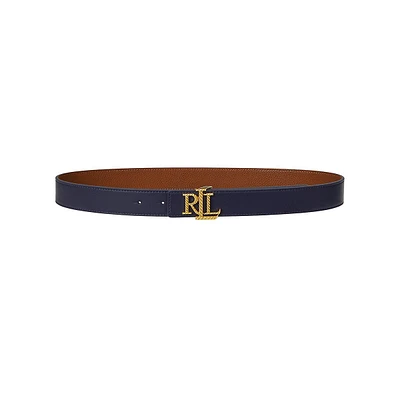 Logo Reversible Pebbled Leather Belt