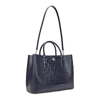 Large Marcy Croc-Embossed Leather Satchel