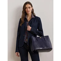 Large Marcy Croc-Embossed Leather Satchel