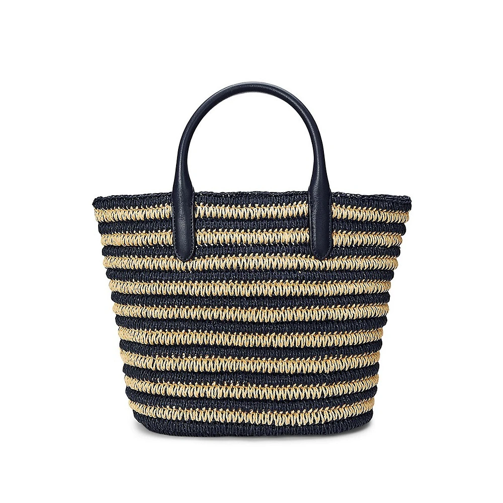 Striped Straw Medium Brie Tote