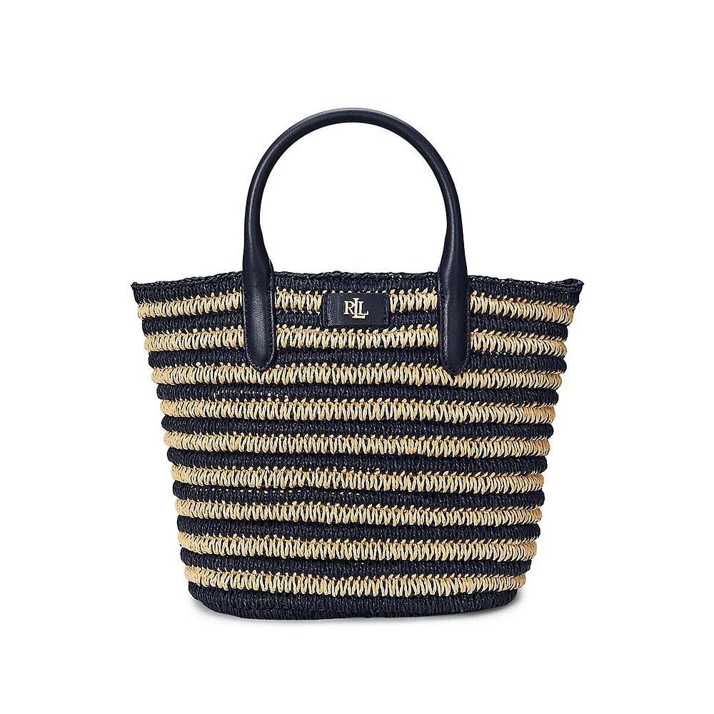 Striped Straw Medium Brie Tote