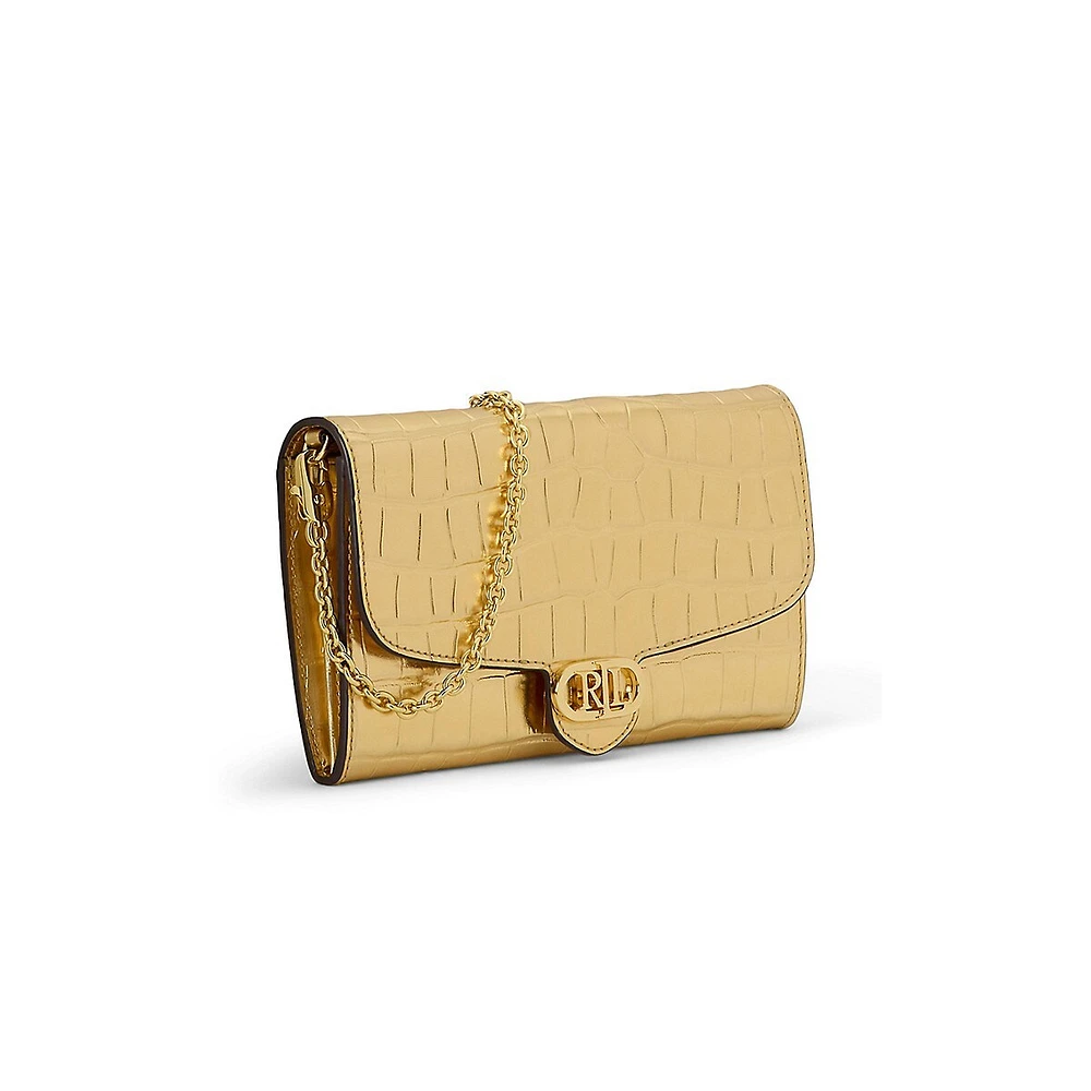 Medium Adair Croc-Embossed Crossbody Bag