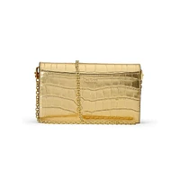 Medium Adair Croc-Embossed Crossbody Bag