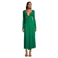 Long-Sleeve Cutout Jersey Maxi Dress