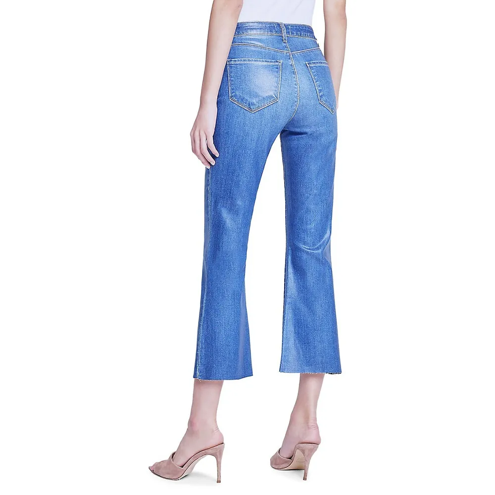 Kendra High-Rise Crop Flare Coated Jeans