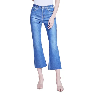 Kendra High-Rise Crop Flare Coated Jeans