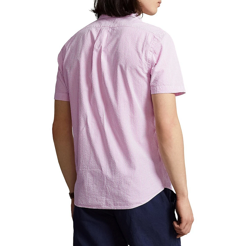 Seersucker Short-Sleeve Stripe Shirt
