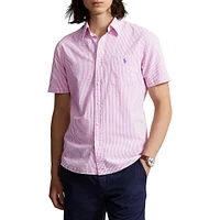 Seersucker Short-Sleeve Stripe Shirt