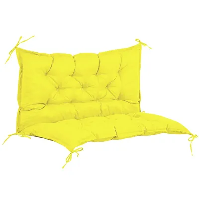Outsunny Patio Bench Cushion With Backrest And Ties Yellow