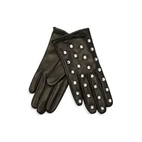 Women's Bedazzled Embellished Leather Gloves