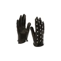 Women's Bedazzled Embellished Leather Gloves