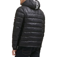 Channel-Quilted & Faux Shearling-Lined Hood Puffer Jacket