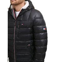 Channel-Quilted & Faux Shearling-Lined Hood Puffer Jacket