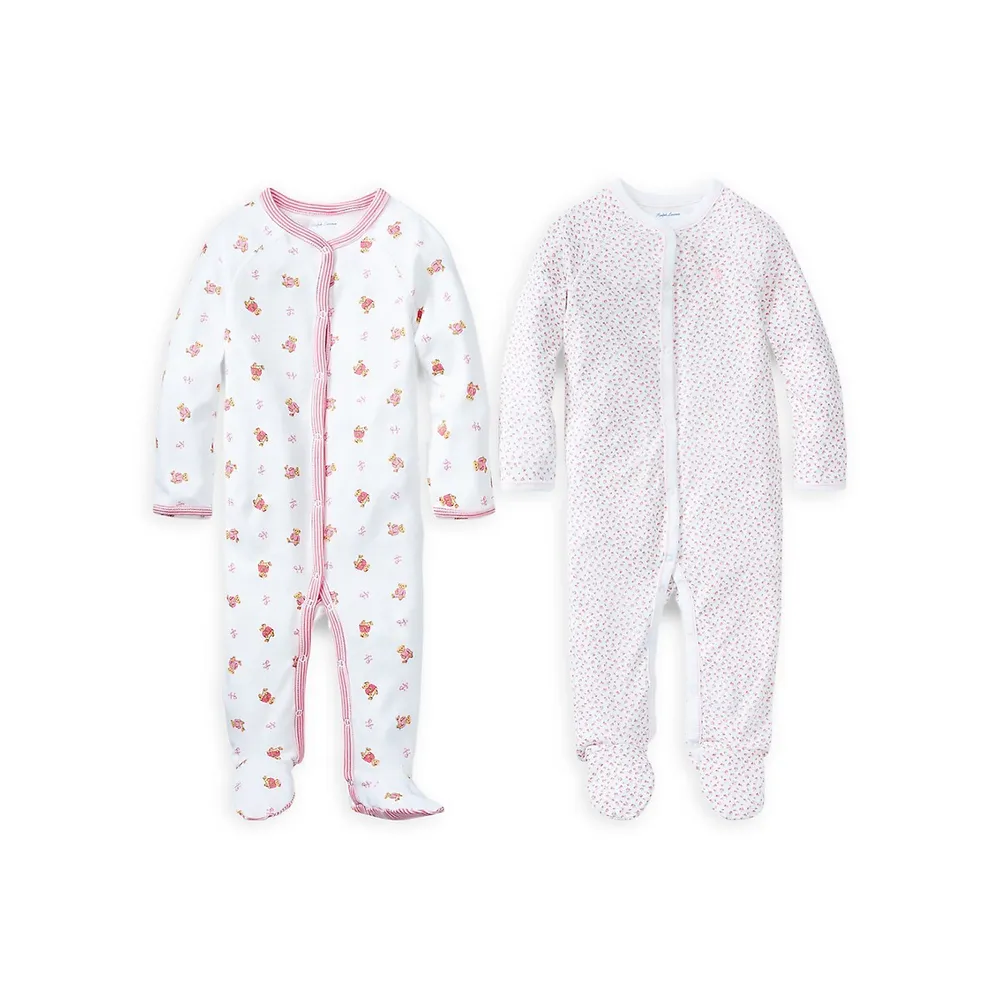 Baby Girl's Long Sleeve Footed Coverall