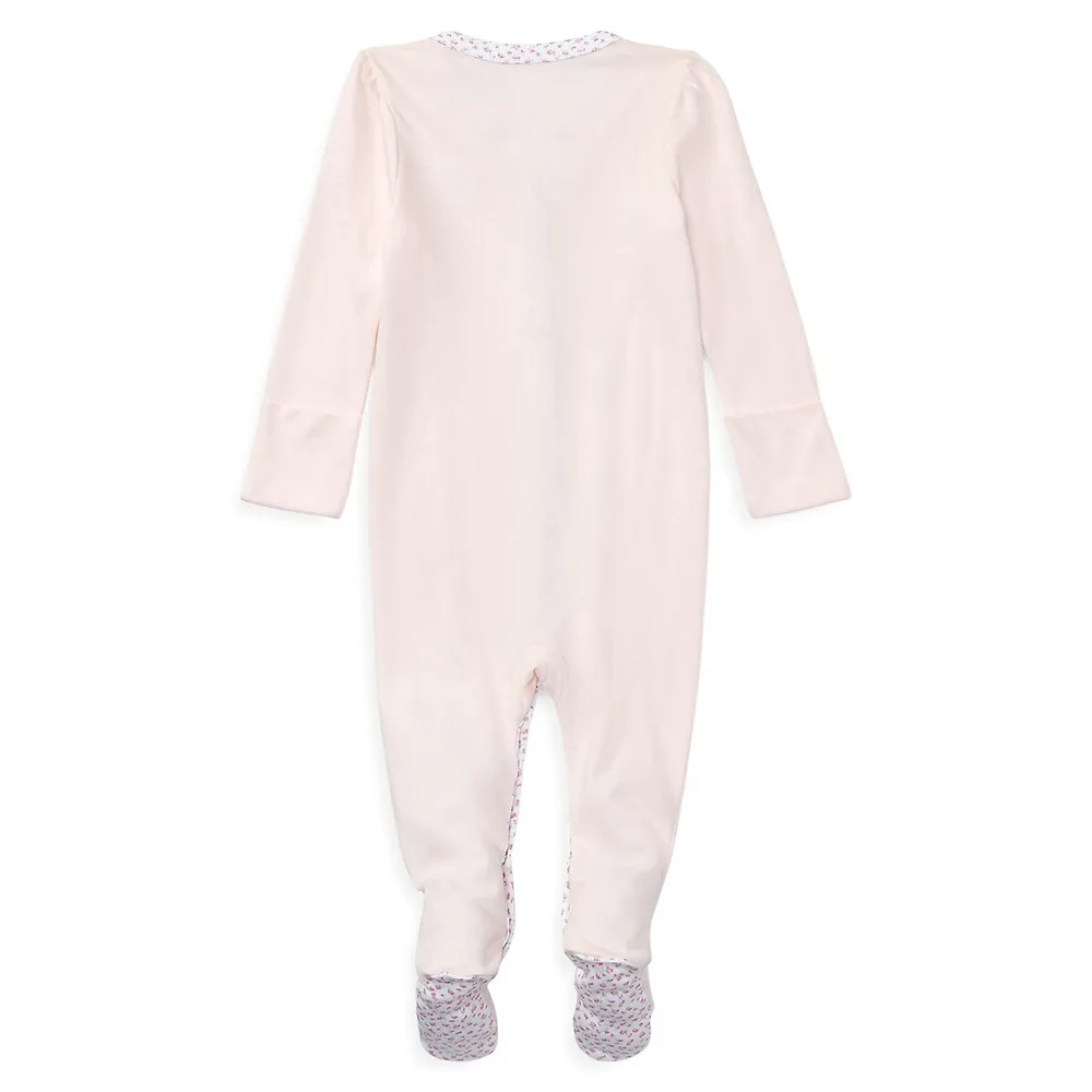 Baby Girl's Floral Trim Coverall